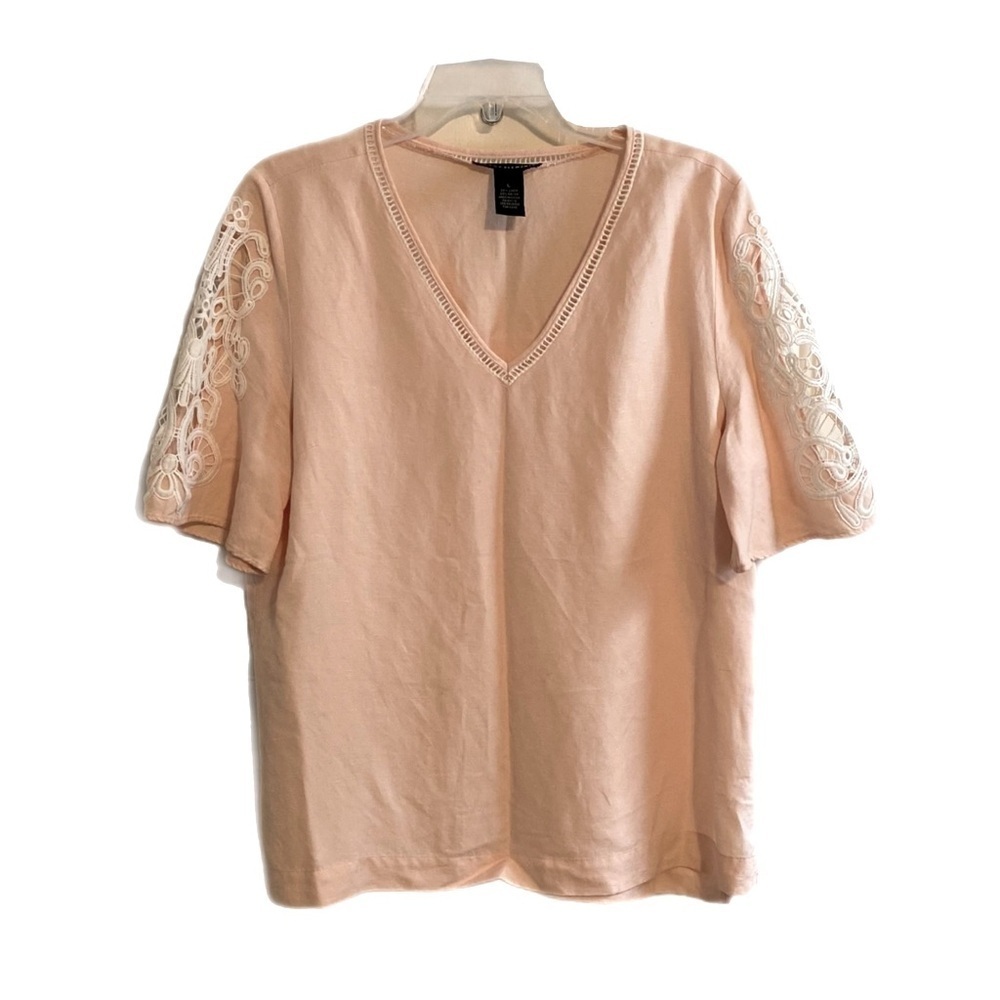 Linen Crochet Lace Detail Blouse Pink
Pull-on L